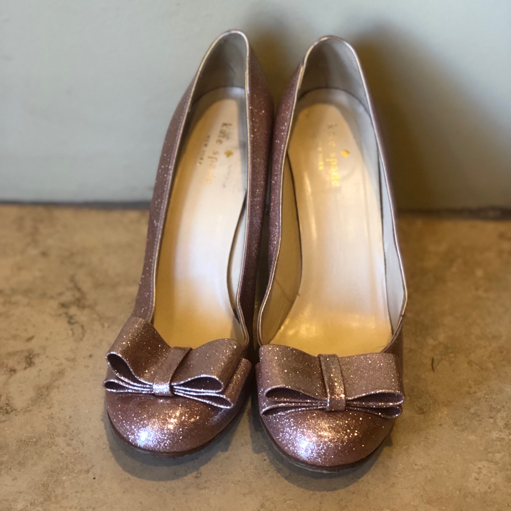 Kate Spade ‘Krysta’ Pink Glitter Bow Heels